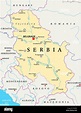Carte politique de la Serbie avec Belgrade, capitale des frontières ...