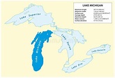 Mapa del lago Michigan ilustración del vector. Ilustración de estados ...