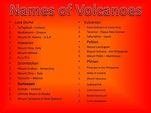 volcanoes names
