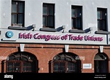 Belfast, UK- Feb 21, 2022: The sign for the Irish Congress of Trade ...