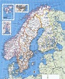 Large detailed political map of Norway, Sweden, Finland and Denmark ...