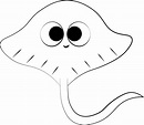 Cute cartoon Stingray. Draw illustration in black and white 7652027 ...