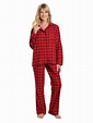 Womens 100% Cotton Lightweight Flannel Pajama Sleepwear Set - Checks R ...