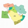 Mapa de medio oriente con fronteras de países | Vector Premium