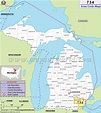 734 Area Code Map, Where is 734 Area Code in Michigan