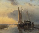 Johan Barthold Jongkind - A Harbour on a Dutch River [1843] | Painting ...