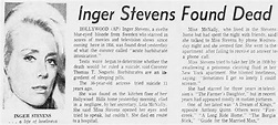 Inger Stevens ~ The Tragic Swedish Beauty