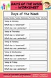 Days of the Week – Worksheet Days of the Week Worksheets – Sunday ...