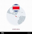 Mapa y bandera de Costa Rica, icono de mapa vectorial con Costa Rica ...