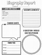 Biography Printable for Kids: One Page Report on Famous People
