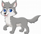 Sonrisas de lobo pequeño de dibujos animados lindo | Vector Premium