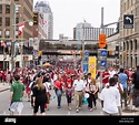 Canada Day Crowds on Rideau Street. Crowds of tourists fill the ...