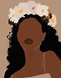 CROWNED Black woman Illustration art Portrait Print Flower | Etsy in ...