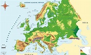 Mapa de montañas y llanuras de Europa - Mapa de Europa