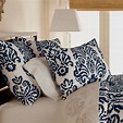 Bold navy meets beautiful damask. We love the of-the-moment look and ...