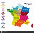 Beautiful Colorful Detailes Map France French Islands New Regions ...