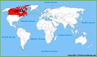 O canadá no mapa - mundo- Canadá local no mapa mundo (América do Norte ...