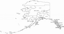 Black & White Alaska Digital Map with Counties