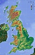 Geografische kaart van het Verenigd Koninkrijk (VK): topografie en ...
