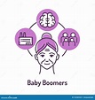 Generation Baby Boomers Color Line Icon on Violet Background. Lifestyle ...