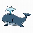 linda ilustración de icono de vector de ballena. personaje de dibujos ...