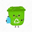 Premium Vector | Cute happy smiling trash bin with plastic bottle. flat ...