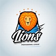 `Lions` Sport Team Logo Template. Lion Head Mascot. Sports Athletic ...