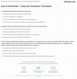 Quiz & Worksheet - Classroom Discipline Techniques | Study.com