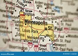 Map Of Minneapolis, Minnesota Stock Image - Image of focus, horizontal ...