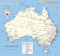 Labeled Map of Australia with Cities - World Map with Countries