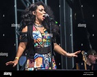 Rowetta performing live with the Happy Mondays at Victorious Festival ...