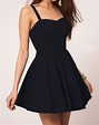 Black Mini Pleated Dress | Black prom dress short, Black homecoming ...