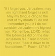 If I forget you, Jerusalem, may my right hand forget its skill. May my ...