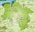 Karte von Niedersachsen als Übersichtskarte in Grün - Lizenzfreies Bild ...