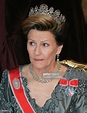 Queen Sonja of Norway attends a dinner at the Guildhall on October...
