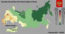 Population Density map of Russia's 85 Federal Subjects in 2020 | Map ...