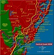 Central Coast Map, NSW Beaches, National Parks, Towns | Central coast ...