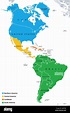América, geoquímica y mapa político. Subregión de América del Norte con ...