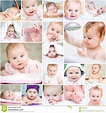 Collage de un bebé hermoso foto de archivo. Imagen de inocencia - 51677836