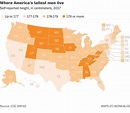 Map : Average Male height in US by State - Infographic.tv - Number one ...