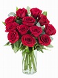 Arabella Farm Direct Bouquet of 12 Fresh Cut Red Roses With Vase ...
