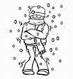 Freezing Cold Man Shiver on Winter Season Coloring Page - NetArt