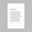 Ozymandias by Percy Bysshe Shelley Poem Print Poetry Print | Etsy