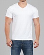 V-Neck Basic Muscle Fitted Plain T-Shirt - White | Mens tshirts, Plain ...