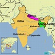 StepMap - India Bangladesh Nepal - Landkarte für India