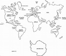 world map outline with country names printable - black and white ...
