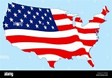 Mapa de los Estados Unidos con la bandera Fotografía de stock - Alamy