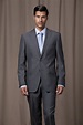 Grey, checked suit with powder blue shirt and matching silk tie | Moda ...