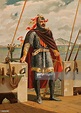 Roger of Lauria . Sicilian-Aragonese admiral. Coloured illustration ...