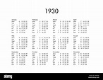Calendario del año 1930 Fotografía de stock - Alamy